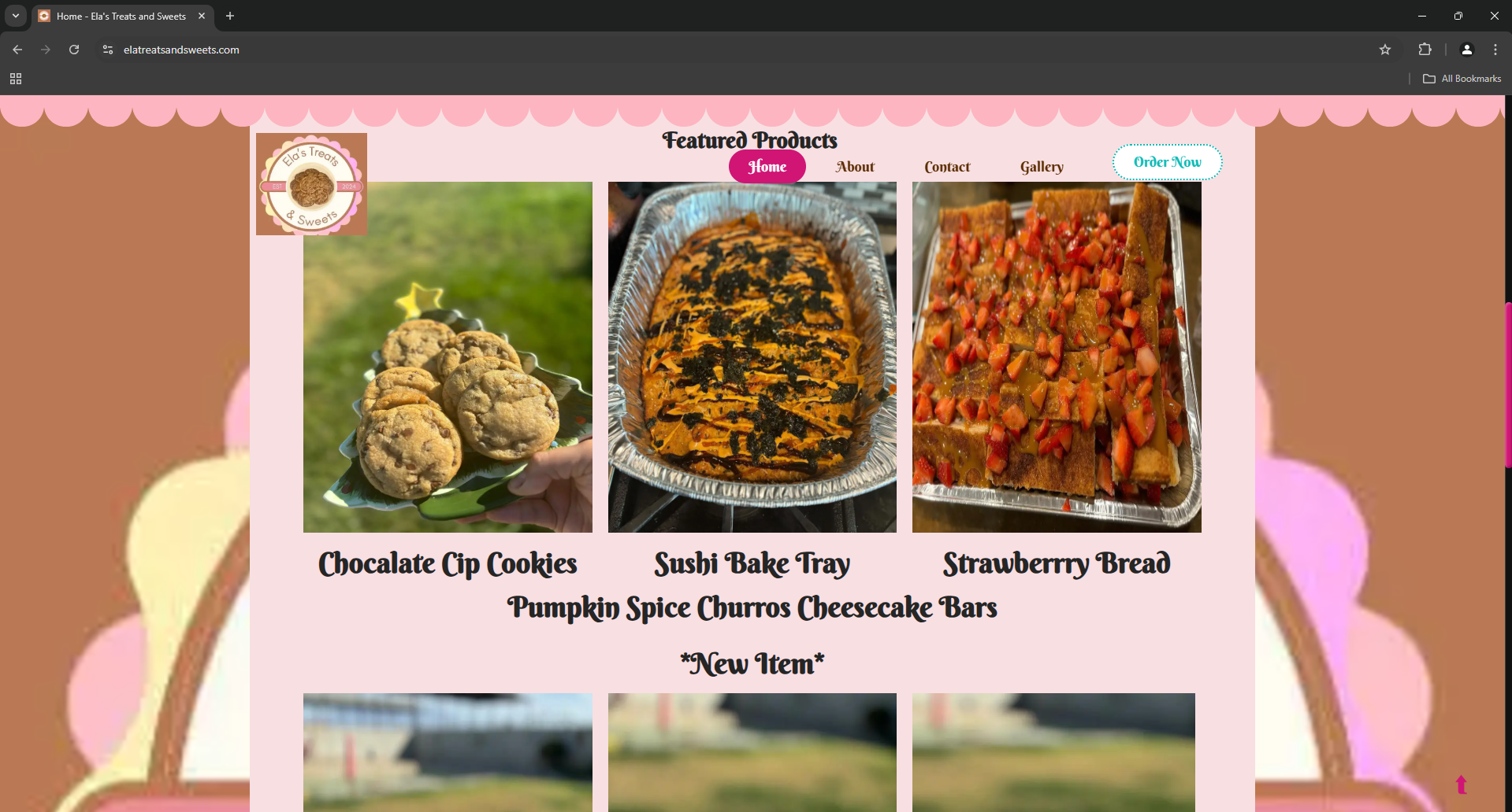 Ela's Treats and Sweets Homepage